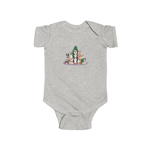 Christmas Dogs Infant Bodysuit (Ash)