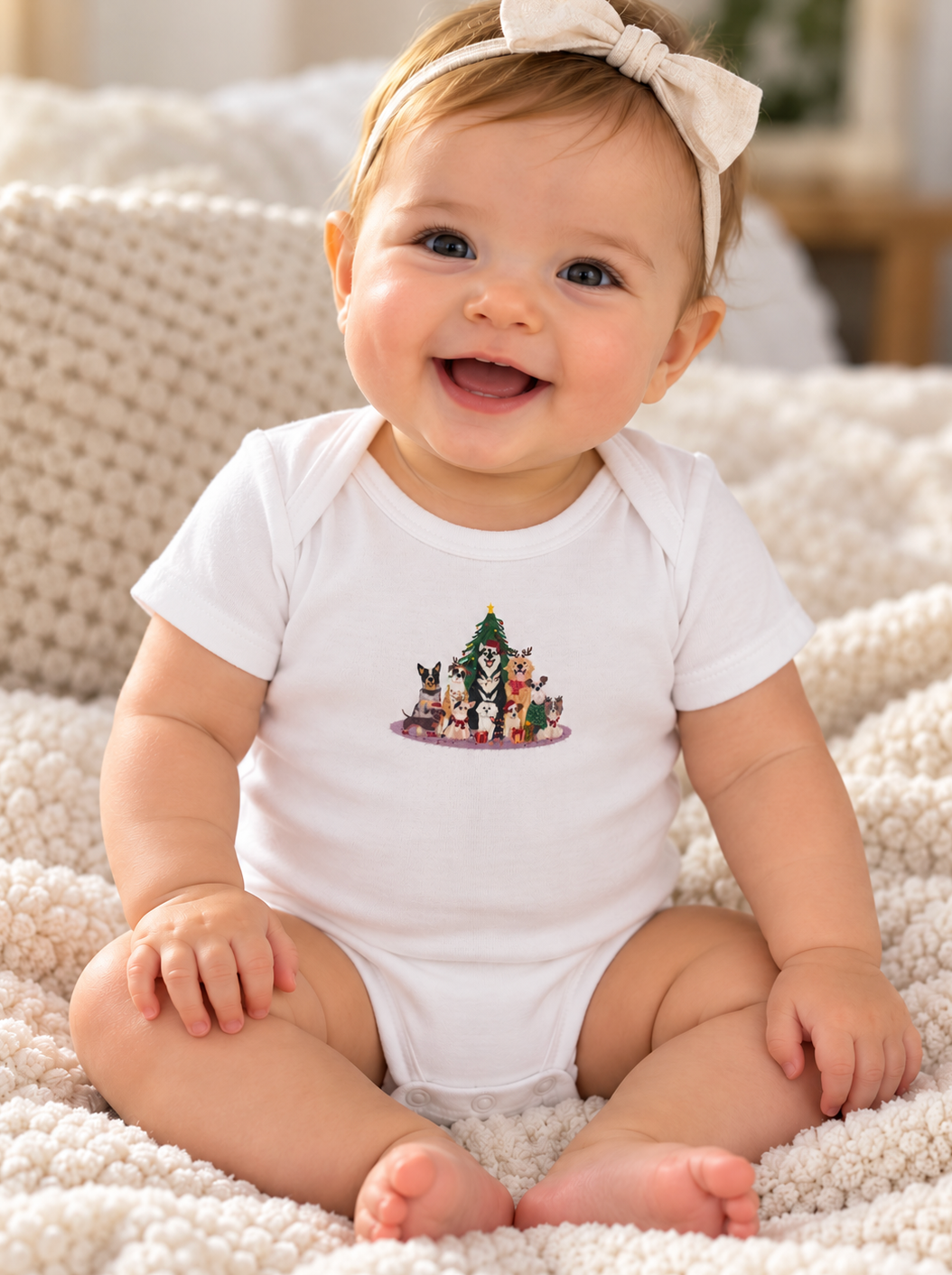 Christmas Dogs Infant Bodysuit (White)