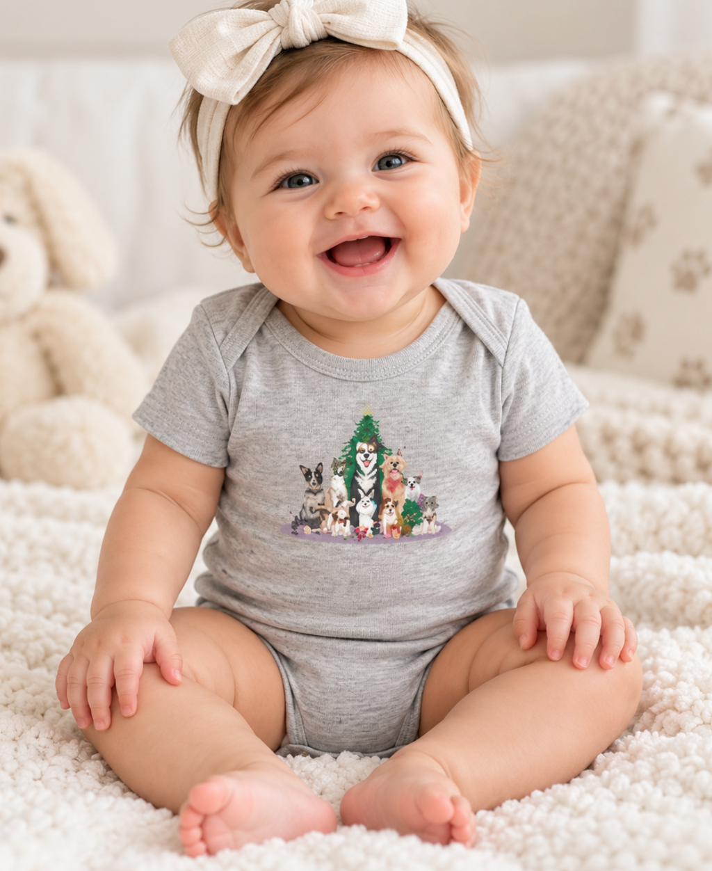 Christmas Dogs Infant Bodysuit (Ash)