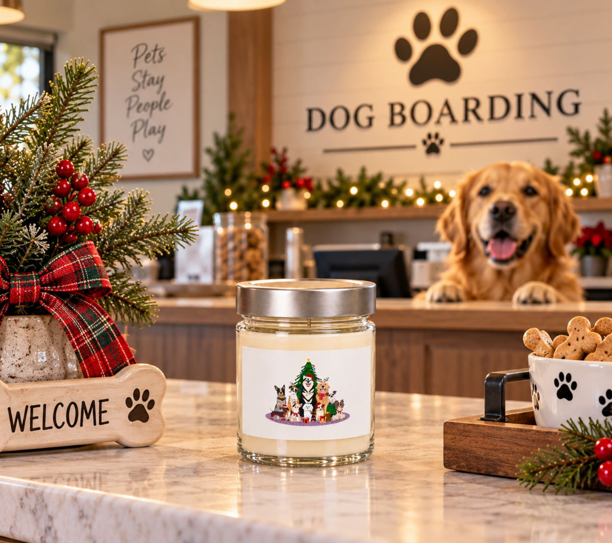 Christmas Dogs Candle Jar Soy Wax