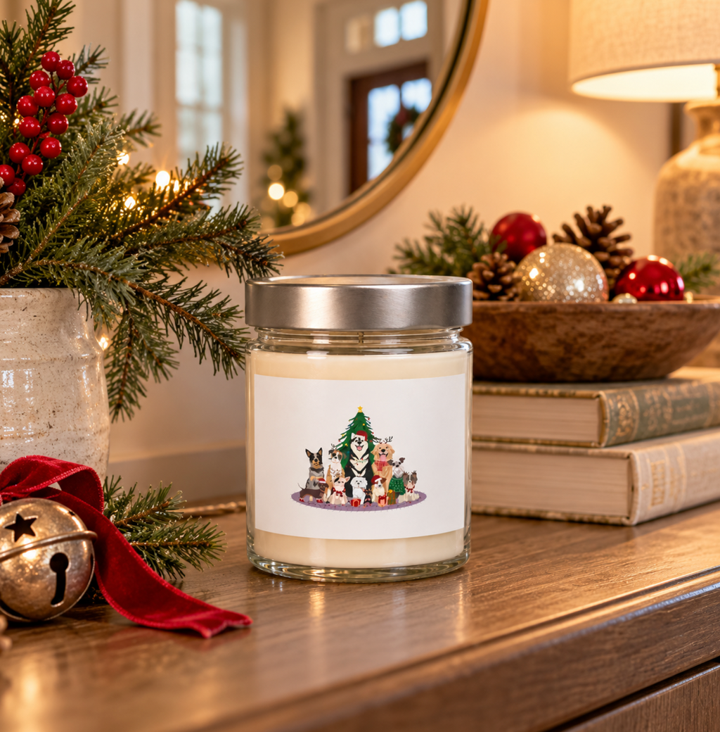 Christmas Dogs Candle Jar Soy Wax