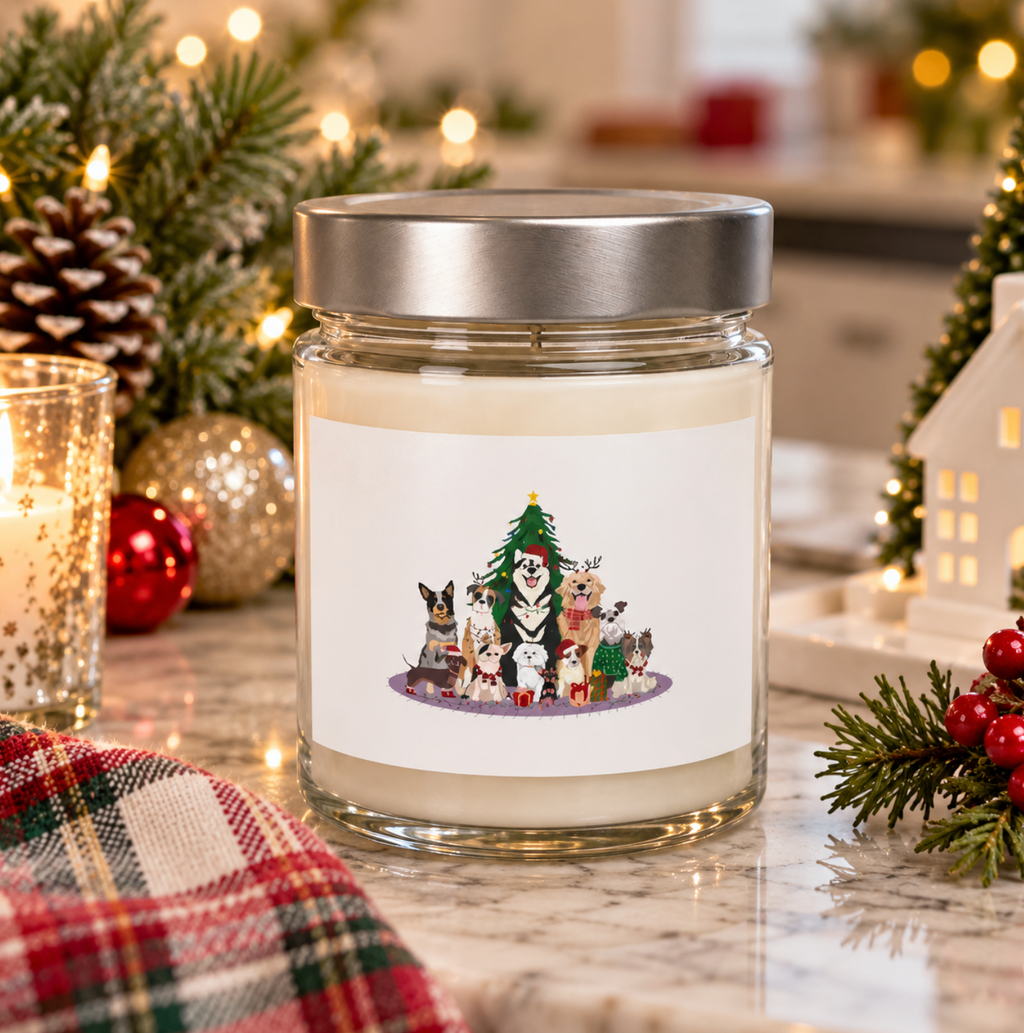 Christmas Dogs Candle Jar Soy Wax