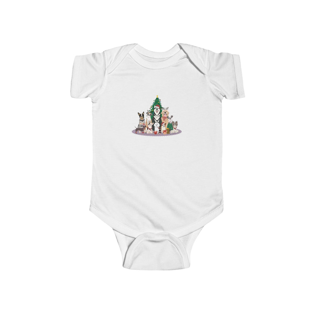 Christmas Dogs Infant Bodysuit (White)